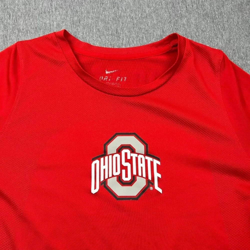 Ohio State Nike Elite‎ Dri Fit Mens Large Red Long Sleeve Shirt